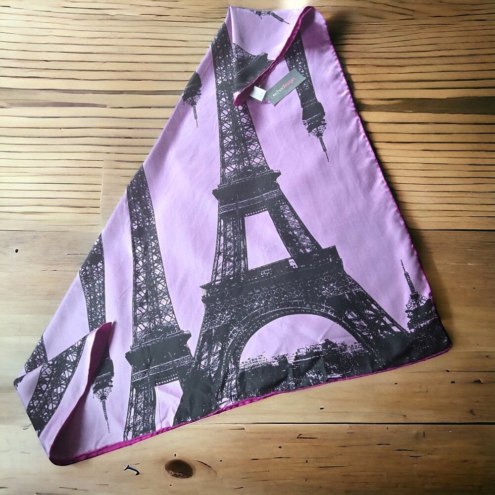 Nwt Echo 100% Silk Scarf With Eiffel Tower - image 4